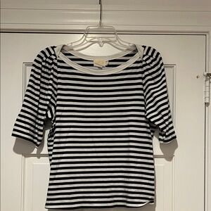 Nation LTD Black and White Striped Short Sleeve Top